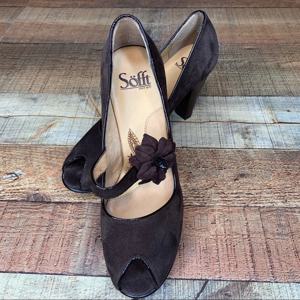 Sofft Brown Suede Mary Jane Pumps 3.5 Heel Sz 8N